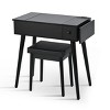 AZL1 Life Concept Dressers Functional Folding Mirror Vanity Set with LED Makeup Mirror Leather Stool Desk, Black, 15.83"*44.69"*44.69" - 3 of 4