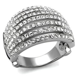 Slickblue Women's Pave Stainless Steel Ring with Clear Synthetic Crystal, Polished Finish, Size 5-10 - 1 of 4