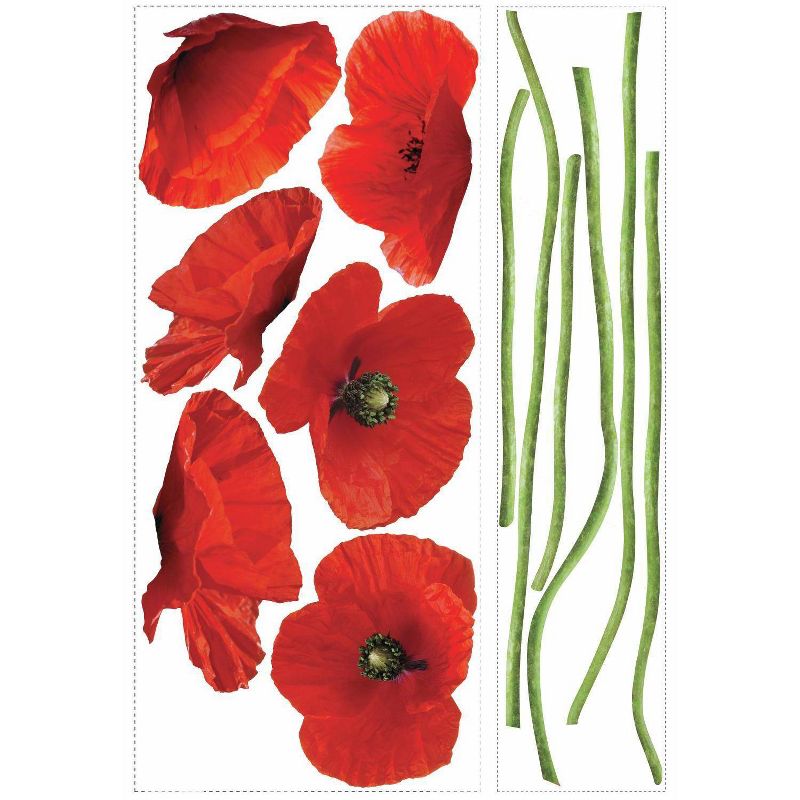 Poppies at Play Peel and Stick Giant Wall Decals Red - ROOMMATES, 5 of 11