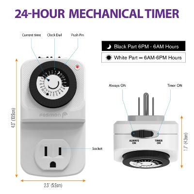 White Mechanical Programmable Indoor Outlet Timer