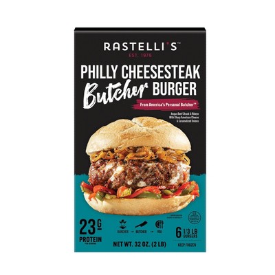 Rastelli's Angus Chuck & Ribeye Philly Cheesesteak Butcher Burger - 2lbs/6ct