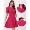 INSPIRE CHIC Women's Elegant V Neck Puff Short Sleeve Work Office Flared Dresses - 2 of 4