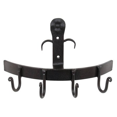 4" x 10" Wall Bracket with 4 Hooks Black - ACHLA Designs