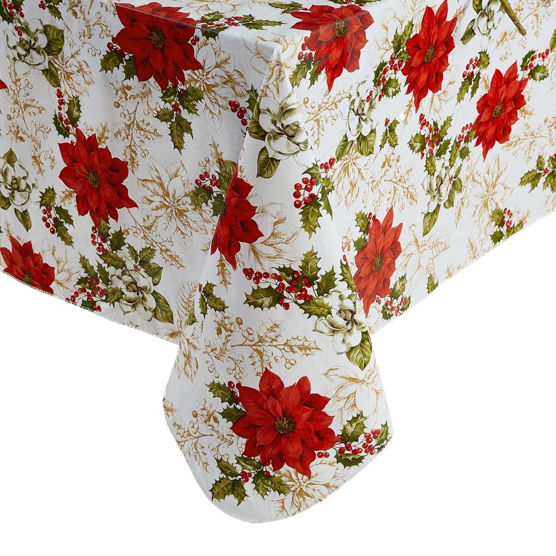 Poinsettia Grace Vinyl Indoor/Outdoor Tablecloth - Elrene Home Fashions, 2 of 5