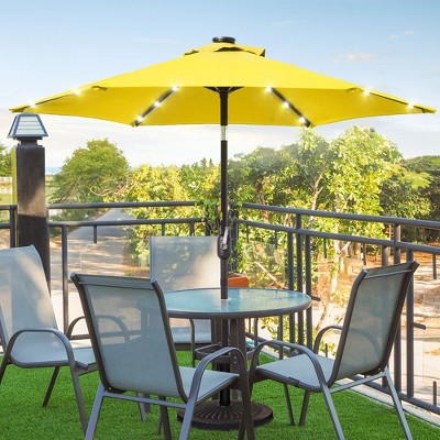 Sonkuki 7.5 ft Outdoor LED Solar Lighted Patio Market Umbrella w/ Push Button Tilt