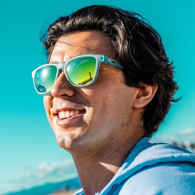 goodr Sunbathing with Wizards OG Rectangle Sunglasses: Polarized Bronze Lenses, Blue Plastic Frame, One Size Fits Most - image 3