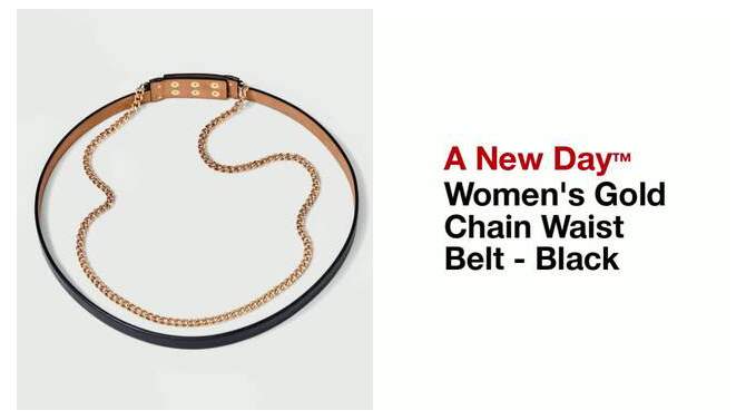 Women's Gold Chain Waist Belt - A New Day™ Black, 2 of 5, play video