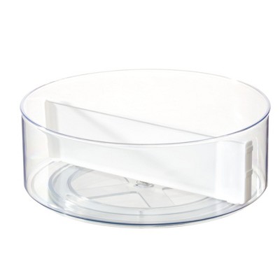 iDesign Divided 9.5-inch Lazy Susan for Kitchen Storage - Clear/White