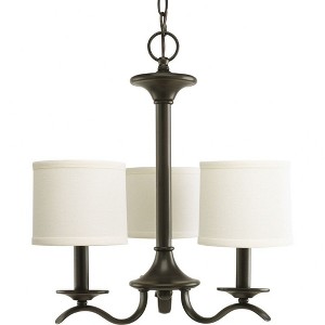 Progress Lighting Inspire Collection 3-Light Chandelier, Antique Bronze, Off-White Linen Shade - 1 of 4
