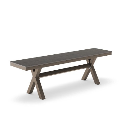 Modern Outdoor Dining Table for 6, Patio Table with Sturdy X-Legs, Durable HDPS & Aluminum, Weather Resistant, 3-Year Warranty, Dark Gray