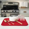 LunaLulinlk Dish Drying Mat, 16” x 18”, Absorbent Microfiber Kitchen Counter Mat, Dish Drying Pad Red - 2 of 4