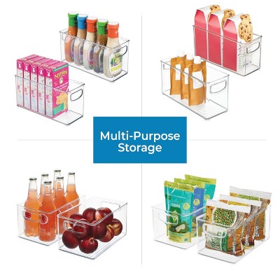 iDESIGN 8pc Small Recycled Plastic Stackable Kitchen Organizer Bin: Clear Storage for Cabinets & Drawers, Dishwasher-Safe