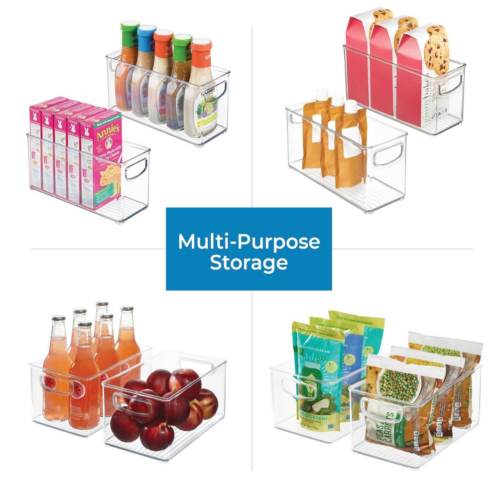 iDESIGN 8pc Small Recycled Plastic Stackable Kitchen Organizer Bin: Clear Storage for Cabinets & Drawers, Dishwasher-Safe