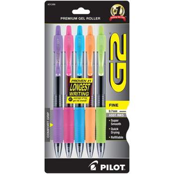 Pilot G2 Retractable Gel Pens Fine Point Assorted Ink 5/Pack (31266) 409473