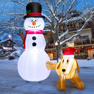 Costway 6 FT Tall Inflatable Snowman and Dog Set Christmas Decoration w/ LED Lights - 1 of 4