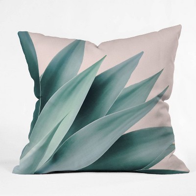 Gale Switzer Agave Flare Peach Square Throw Pillow Green - Deny Designs