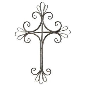 Dicksons Ornate Distressed Black 18 x 13 Metal Hanging Wall Cross - 1 of 2