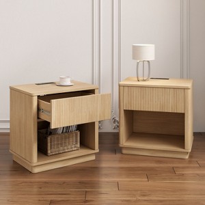 PAGED Night Stand with Outlet & USB Port, Modern Bedside Table with Storage Drawer, Nightstand for Bedroom - 1 of 4
