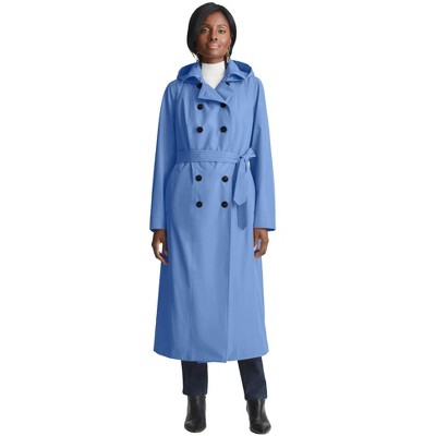 Jessica London Women's Plus Size Double Breasted Long Trench Raincoat