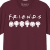Friends TV Kawaii Cast Adult Maroon Crew Neck Short Sleeve T-shirt - 2 of 2
