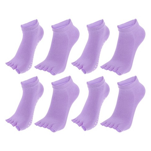 Unique Bargains Half Finger Five Toe Socks 4 Pairs Purple