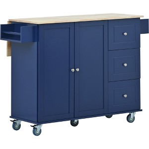 NicBex 52.76Inch Rolling Kitchen Island with 2 Door Cabinet,3 Drawers and Drop Leaf - 1 of 4