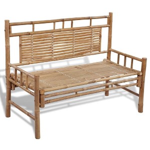 vidaXL Garden Bench Natural Bamboo 47.2 in wide Sturdy Garden Bench - 1 of 4