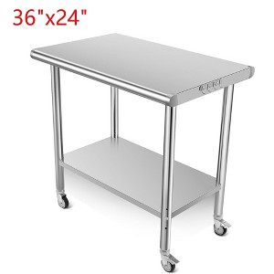 Stainless Steel Kitchen Work Prep Table NSF Commercial Workbench With Wheels - 1 of 4