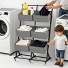 SEVOBAL Rolling Laundry Hamper Sorter Freestanding Laundry Hamper with 6 Adjustable Storage Baskets for Bedroom Laundry, Gray, 22.62"*14.82"*5.07" - 4 of 4
