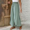 Women's Elastic Waist Wide Leg Pants Casual Loose Fit Pants - 3 of 4