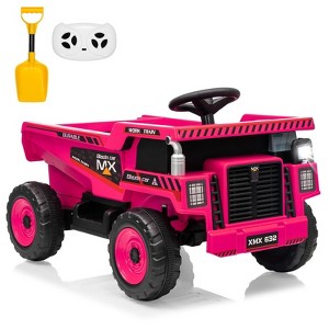 Jojoka 12V Ride On Dump Truck with Remote Control, Electric Vehicle Toy with Auto-Lift Bed, Shovel, LED Lights, Music, 16.5" Seat - 1 of 4