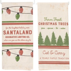 Primitives By Kathy 26.0 Inch Santaland/Christmas Trees  Kitchen Towel Set Vintage-Looking Kitchen Towel - 1 of 4