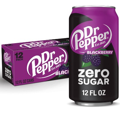 Dr Pepper Blackberry Zero Sugar Soda - 12pk/12 fl oz Cans: Caffeinated