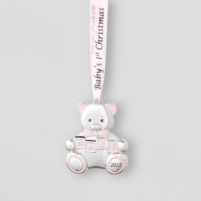 Metal 'Baby 2022' Teddy Bear Christmas Tree Ornament Pink - Wondershop™