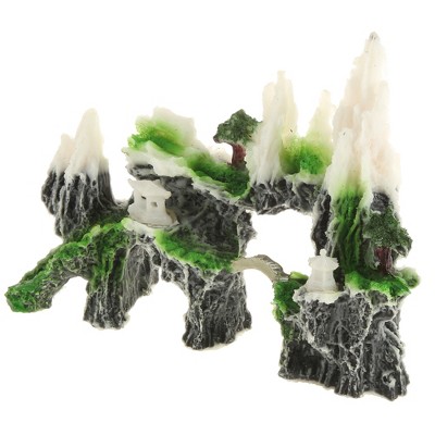 Unique Bargains Aquarium Terrariums Mountain for Fish Tank Landscape Decoration Green White 6.14" 1pcs