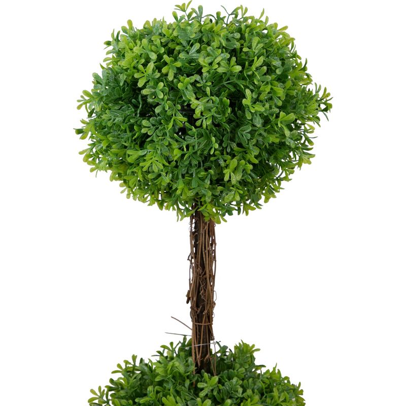 Northlight 36" Green Double Sphere Artificial Boxwood Topiary Potted Plant, 3 of 6