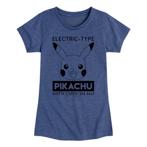 Girls' - Pokémon - Pikachu Electric-Type Gotta Catch 'Em All Fitted Short Sleeve Graphic T-Shirt - 1 of 4