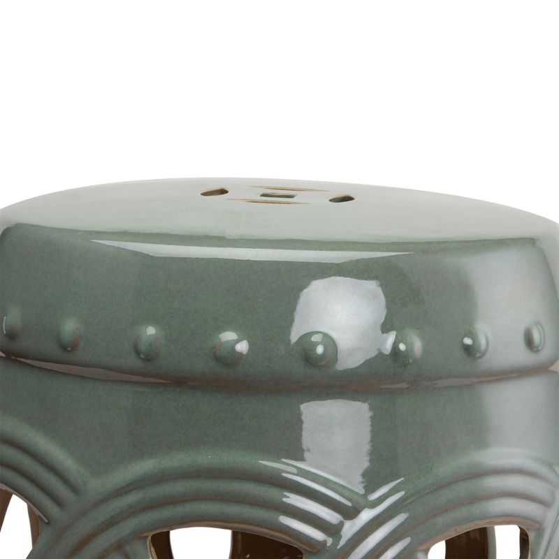 Outsunny 14" x 17" Ceramic Side Table Garden Stool with Knotted Ring Design & Glazed Strong Materials, 5 of 9