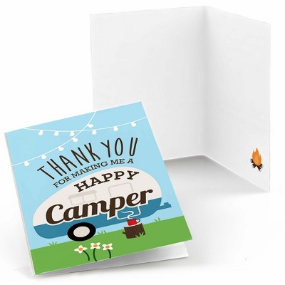 Big Dot of Happiness Happy Camper - Camping Baby Shower or Birthday Party Thank You Cards (8 count)