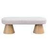 Modern Bouclé Upholstered Oval Dining Bench, Wood Leg Entryway Bench for Dining Room, Bedroom or Entryway – Cuddlewood - 3 of 4