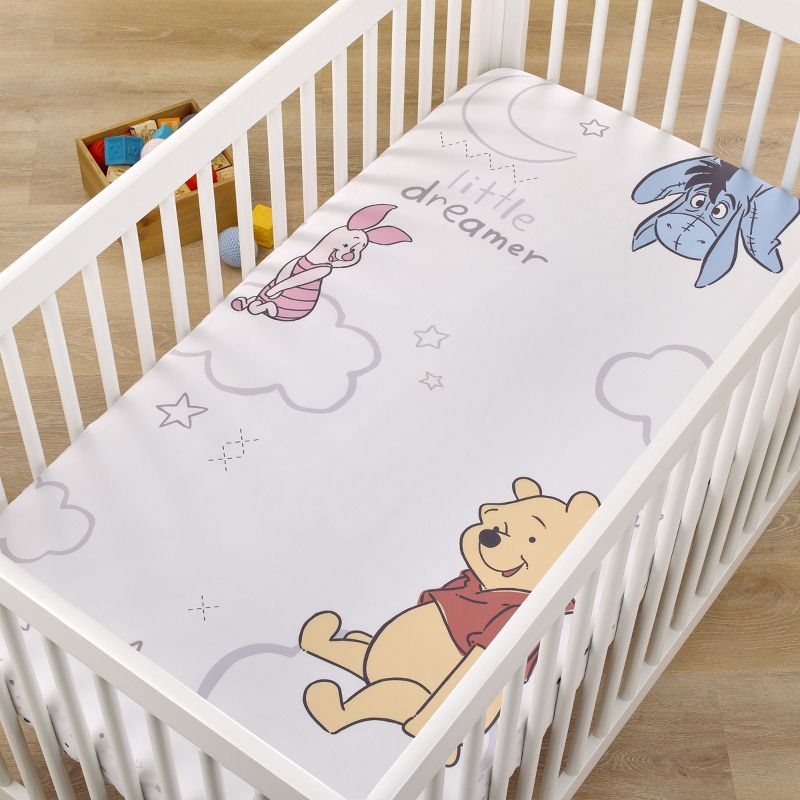 Disney Winnie The Pooh Blustery Day Tan, Red and White "Little Dreamer" Nursery Photo Op Fitted Crib Sheet, 3 of 5