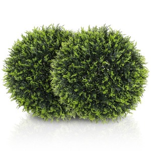 HOMCOM 17.7" Artificial Plant Topiary Balls, Set of 2 Indoor Outdoor Fake Plants for Home Office, Living Room Decor - 1 of 4