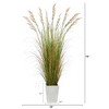 Nearly Natural 74-in Grass Artificial Plant in White Metal Planter - 2 of 4