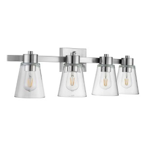 Prominence Home Fairendale 4 Light Bathroom Light Fixtures, Wall Mount Vanity Lights Over Mirror with Clear Glass Shades, Brushed Nickel - 1 of 4
