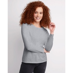 Hanes Women's Long Sleeve Cotton T-Shirt - 1 of 4