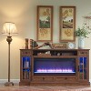 OKD 70" Fireplace TV Stand for 80 Inch TV, Farmhouse TV Stand w/Door & Drawers, Dark Rustic Oak - 2 of 4