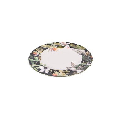 Borneo Black Floral Porcelain 12-Piece Dinnerware Set