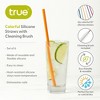 True Reusable Silicone Straws with Cleaning Brush for Smoothies, Hot and Cold Drinks for Travel and Picnic, Drinking Accessories, Set of 6, Multicolor - 2 of 4