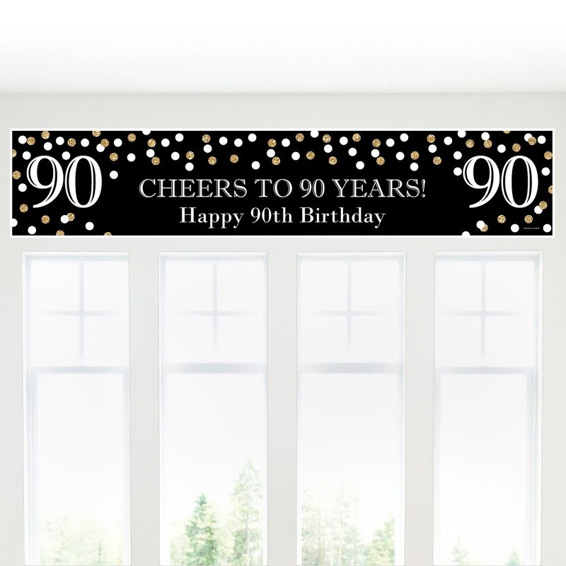Big Dot of Happiness Adult 90th Birthday - Gold - Happy Birthday Decorations Party Banner, 5 of 8