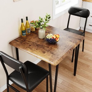 3-Piece Small Square Dining Table Set for 2 - Space Saving Wooden Kitchen Table with Upholstered Chairs - 1 of 4